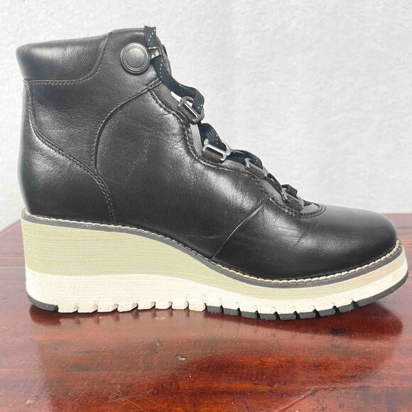 Cole Haan GrandExplore Waterproof Laceup Wedge Boots in Black Womens Size 6B - Picture 5 of 16